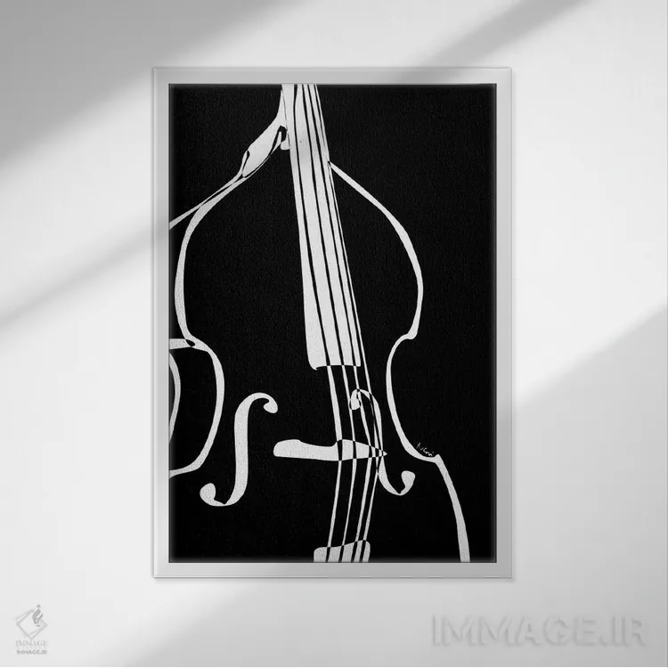 تابلو مینیمال کنترباس مشکی اثر نیسه کرونا - نمای قابدار سفید