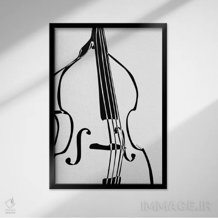 تابلو مینیمال کنترباس سفید اثر نیسه کرونا - نمای قابدار مشکی