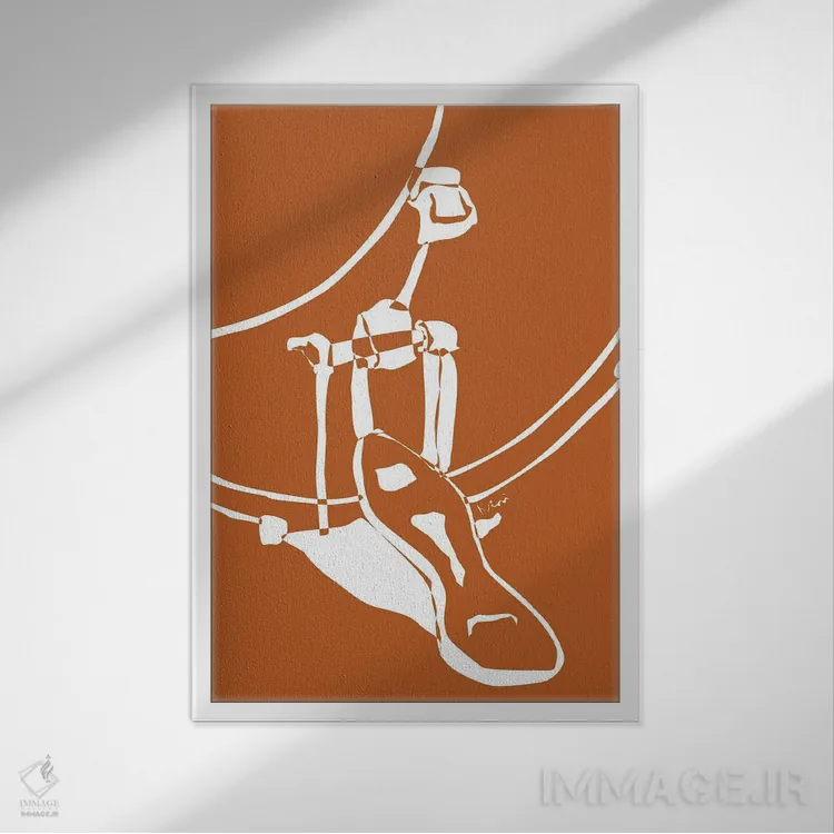 تابلو مینیمال کیک درام سفالی اثر نیسه کرونا - نمای قابدار سفید