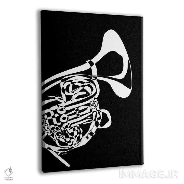 تابلو مینیمال هورن فرانسوی مشکی اثر نیسه کرونا - نمای پرسپکتیو محصول