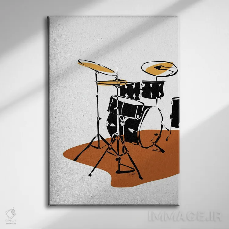 تابلو مینیمال ست درام سفالی اثر نیسه کرونا - نمای روبهرو روی دیوار