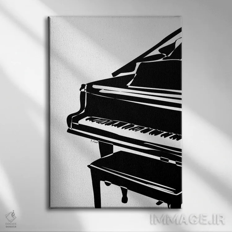 تابلو مینیمال پیانوی بزرگ اثر نیسه کرونا - نمای روبهرو روی دیوار