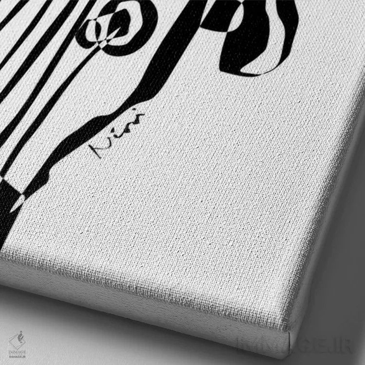 تابلو مینیمال سر گیتار آکوستیک اثر نیسه کرونا - نمای نزدیک بافت بوم