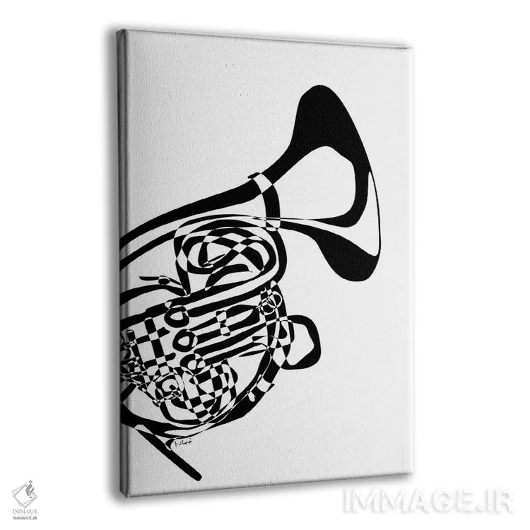 تابلو مینیمال هورن فرانسوی سفید اثر نیسه کرونا - نمای پرسپکتیو محصول