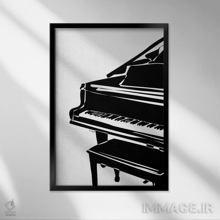 تابلو مینیمال پیانوی بزرگ اثر نیسه کرونا - نمای قابدار مشکی