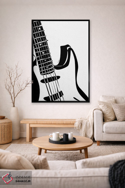 تابلو مینیمال گیتار الکتریک سفید اثر نیسه کرونا - D2B