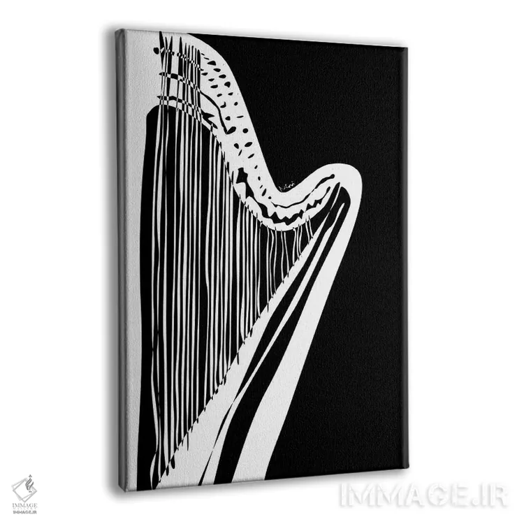 تابلو مینیمال چنگ مشکی اثر نیسه کرونا - نمای پرسپکتیو محصول