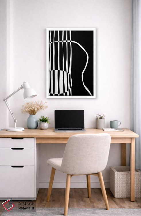 تابلو مینیمال گیتار آکوستیک مشکی اثر نیسه کرونا - D2W