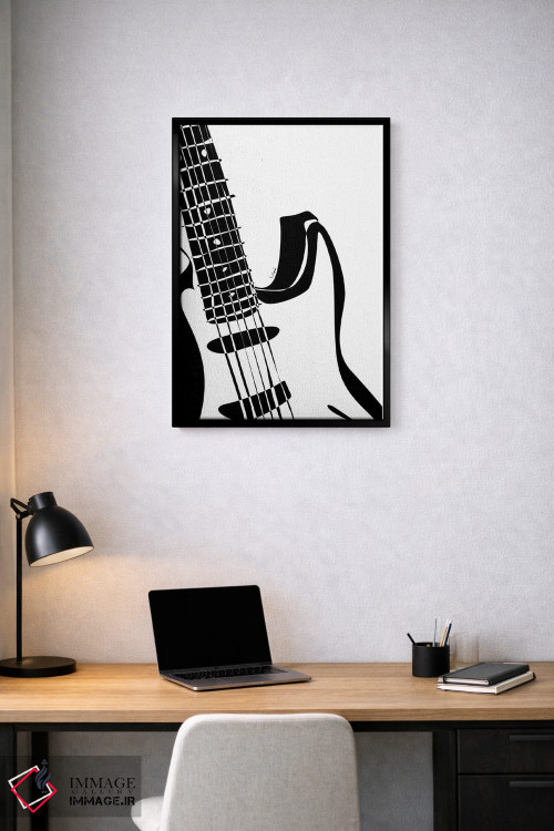 تابلو مینیمال گیتار الکتریک سفید اثر نیسه کرونا - D3B