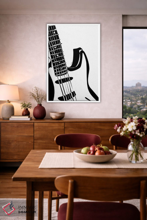 تابلو مینیمال گیتار الکتریک سفید اثر نیسه کرونا - D5W