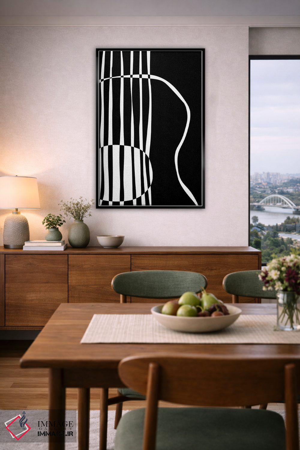 تابلو مینیمال گیتار آکوستیک مشکی اثر نیسه کرونا - D6B