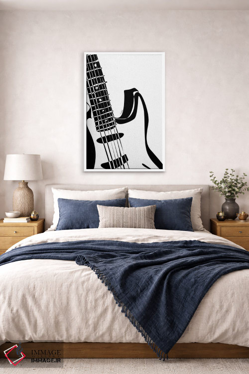 تابلو مینیمال گیتار الکتریک سفید اثر نیسه کرونا - D6W