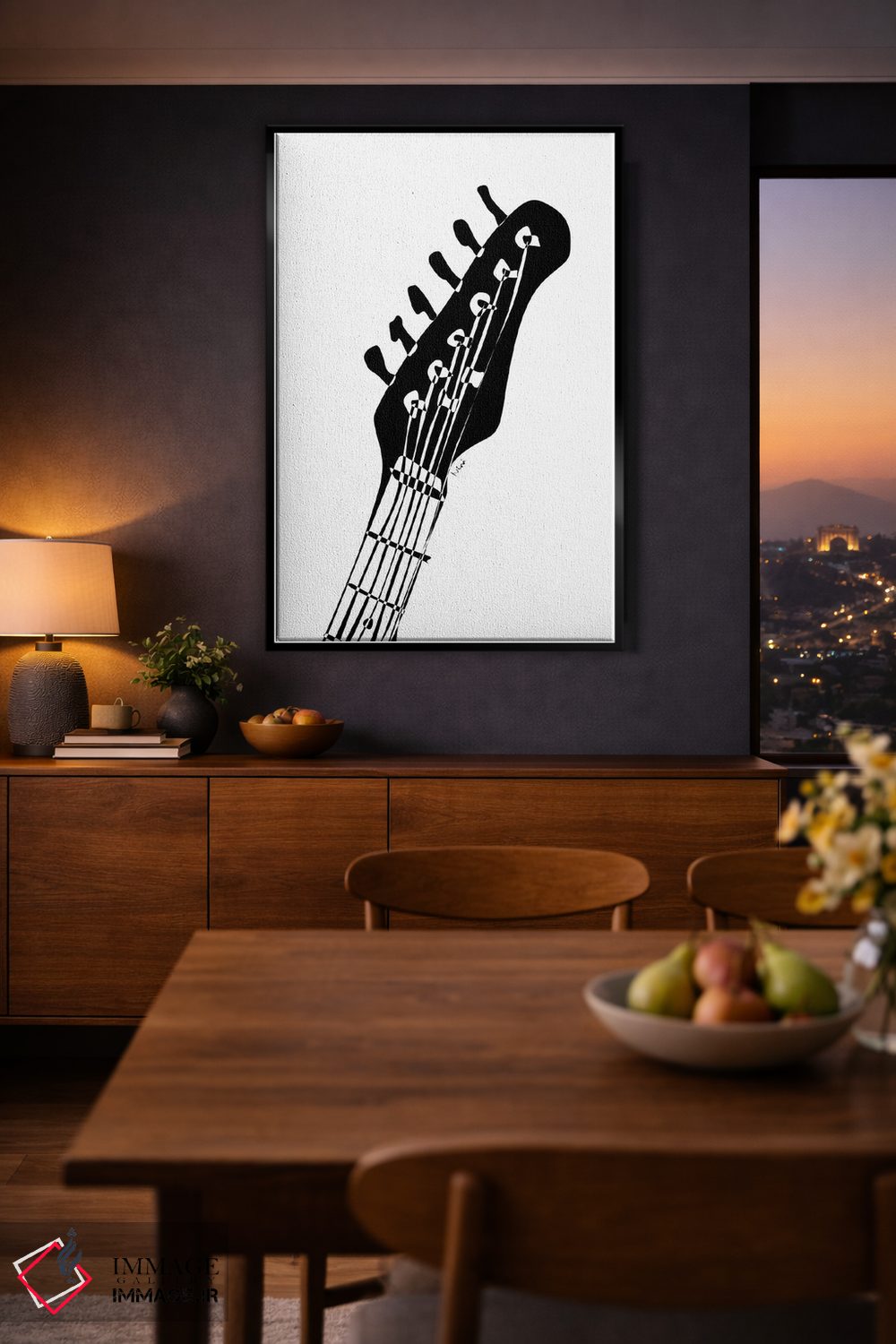 تابلو مینیمال سر گیتار الکتریک اثر نیسه کرونا - D2B