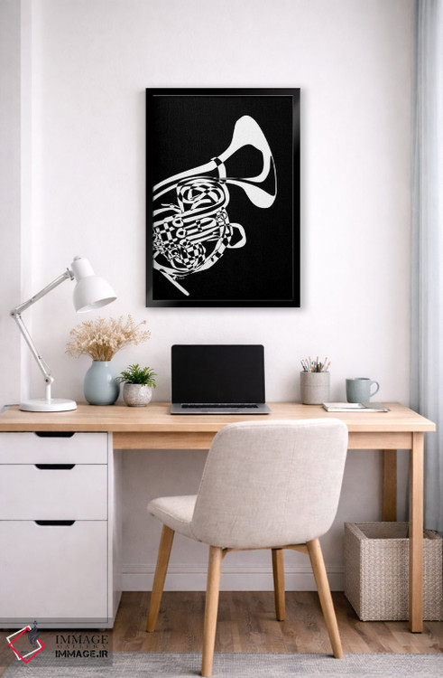 تابلو مینیمال هورن فرانسوی مشکی اثر نیسه کرونا - D6B