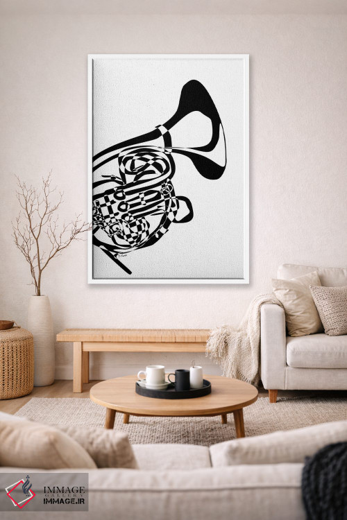 تابلو مینیمال هورن فرانسوی سفید اثر نیسه کرونا - D1W