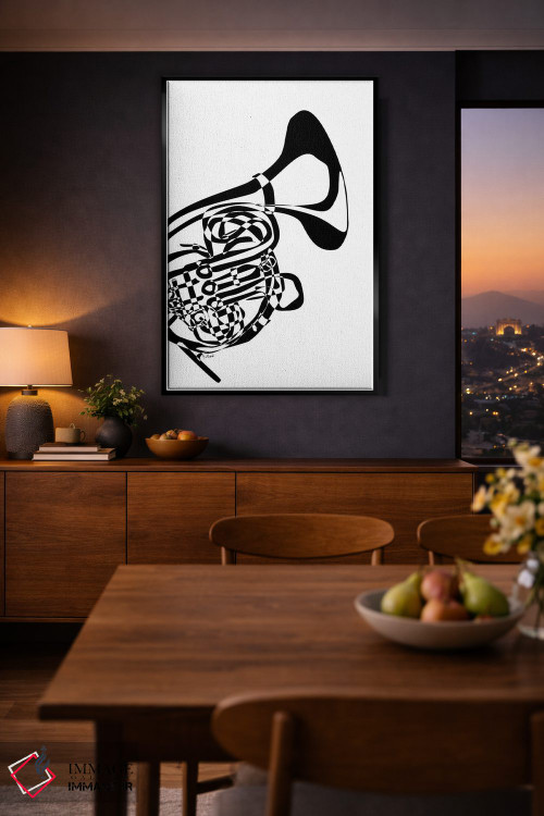 تابلو مینیمال هورن فرانسوی سفید اثر نیسه کرونا - D2B