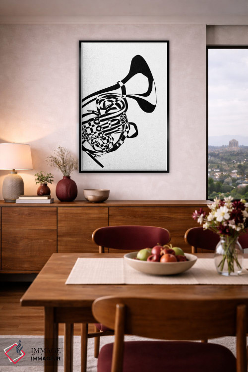 تابلو مینیمال هورن فرانسوی سفید اثر نیسه کرونا - D3B