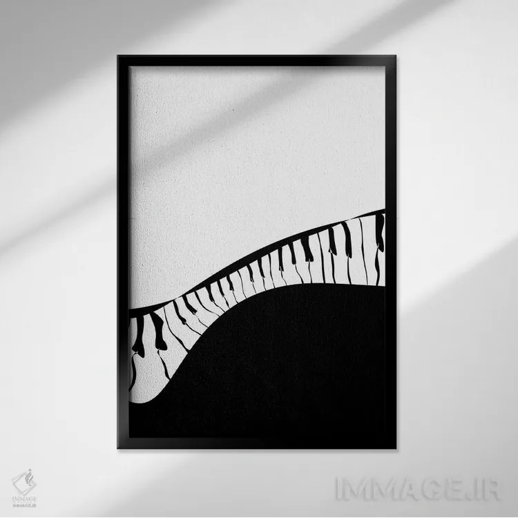 تابلو مینیمال ست پیانو شماره ۲ اثر نیسه کرونا - نمای قابدار مشکی