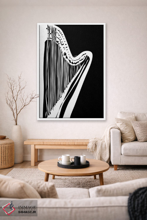 تابلو مینیمال چنگ مشکی اثر نیسه کرونا - D1W