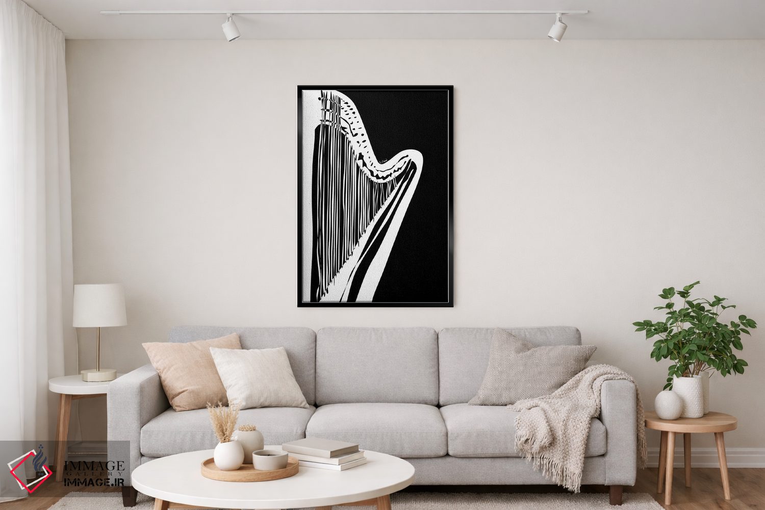 تابلو مینیمال چنگ مشکی اثر نیسه کرونا - D3B