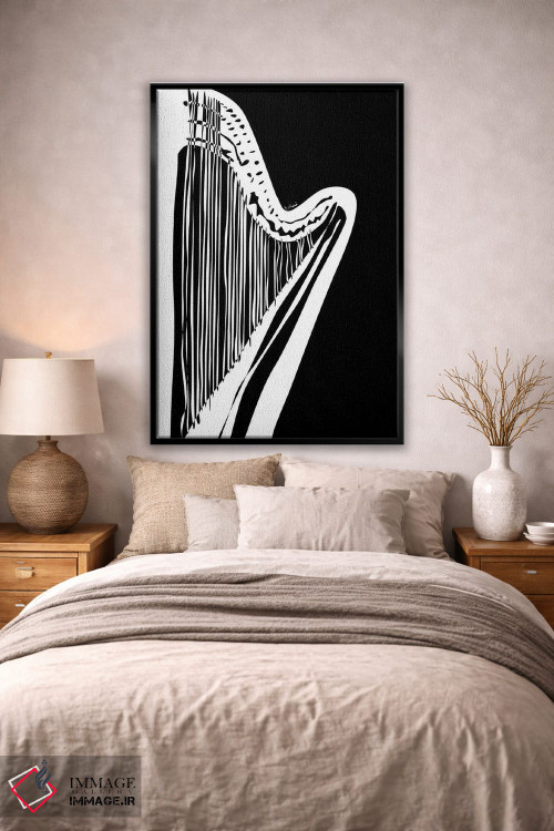 تابلو مینیمال چنگ مشکی اثر نیسه کرونا - D2B