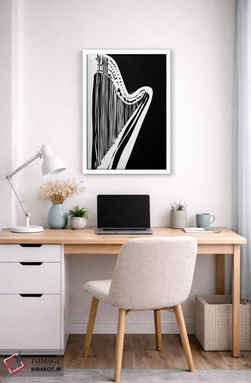 تابلو مینیمال چنگ مشکی اثر نیسه کرونا - D4W