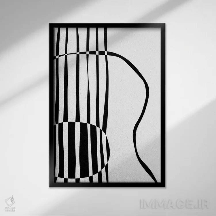 تابلو مینیمال گیتار آکوستیک اثر نیسه کرونا - نمای قابدار مشکی