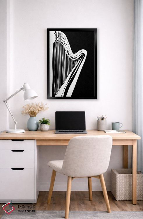 تابلو مینیمال چنگ مشکی اثر نیسه کرونا - D6B