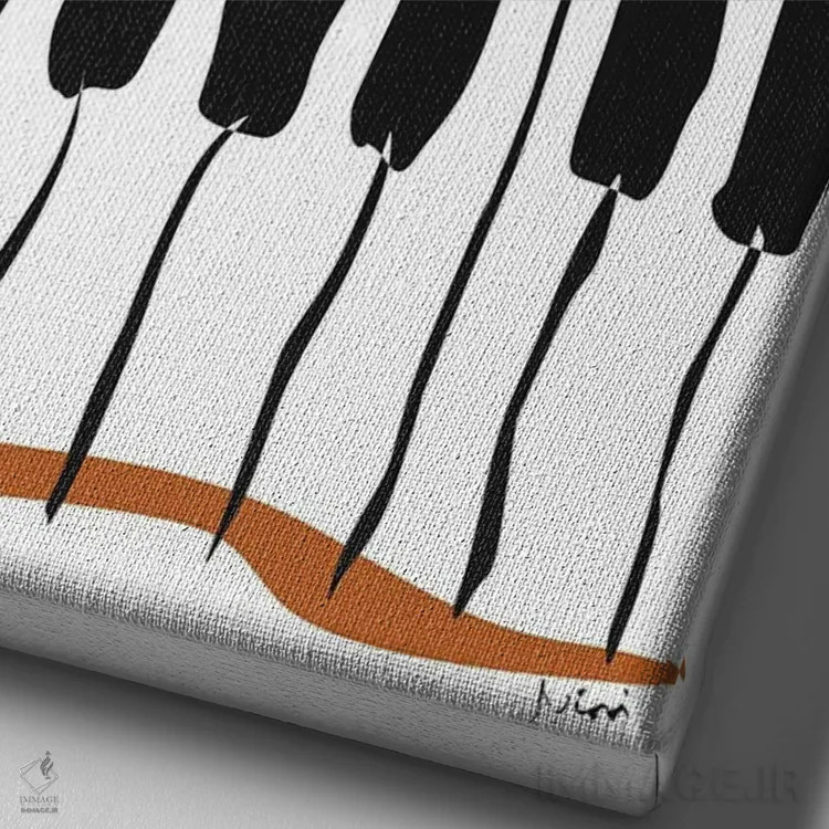 تابلو مینیمال پیانوی خاکی رنگ اثر نیسه کرونا - نمای نزدیک بافت بوم