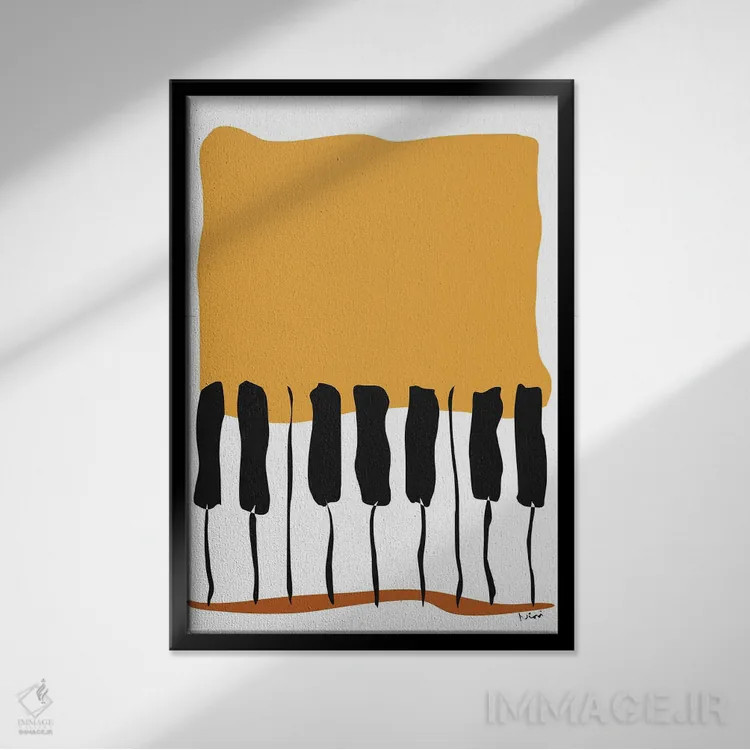 تابلو مینیمال پیانوی خاکی رنگ اثر نیسه کرونا - نمای قابدار مشکی