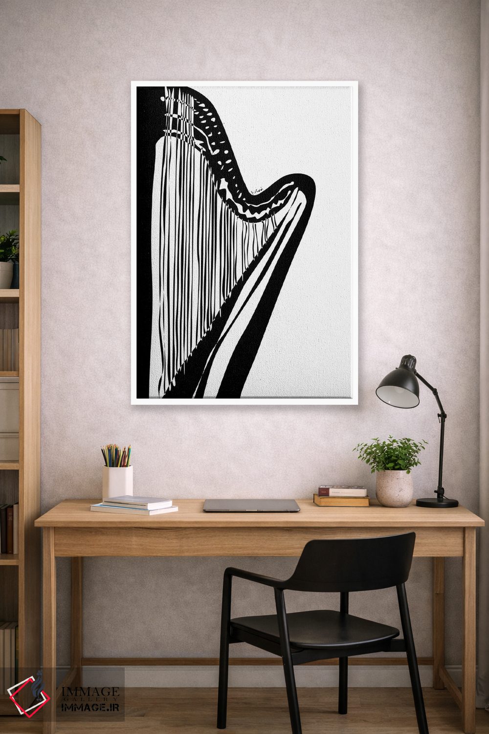 تابلو مینیمال چنگ سفید اثر نیسه کرونا - D1W