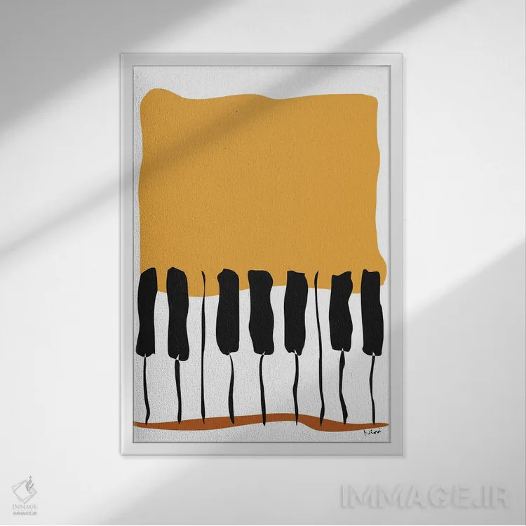 تابلو مینیمال پیانوی خاکی رنگ اثر نیسه کرونا - نمای قابدار سفید