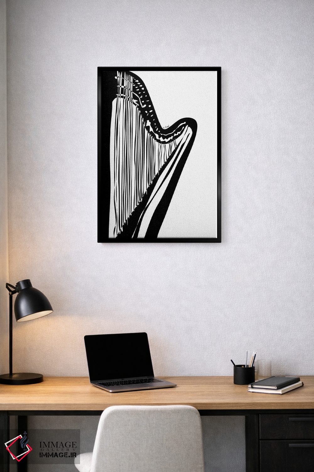 تابلو مینیمال چنگ سفید اثر نیسه کرونا - D2B