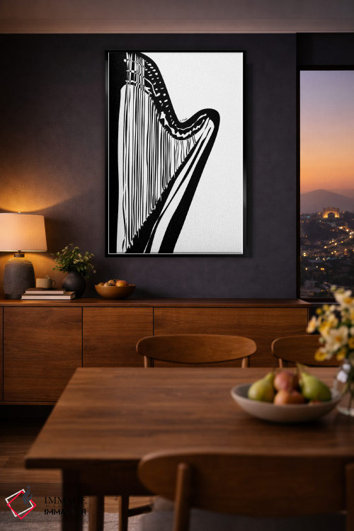 تابلو مینیمال چنگ سفید اثر نیسه کرونا - D3B