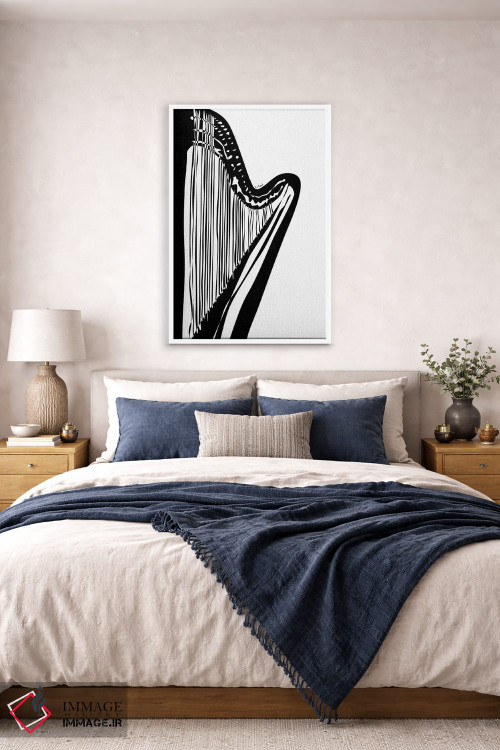 تابلو مینیمال چنگ سفید اثر نیسه کرونا - D6W