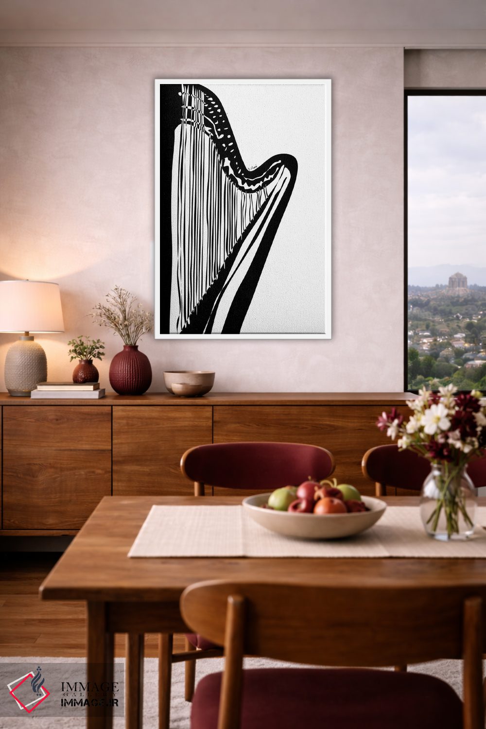 تابلو مینیمال چنگ سفید اثر نیسه کرونا - D5W