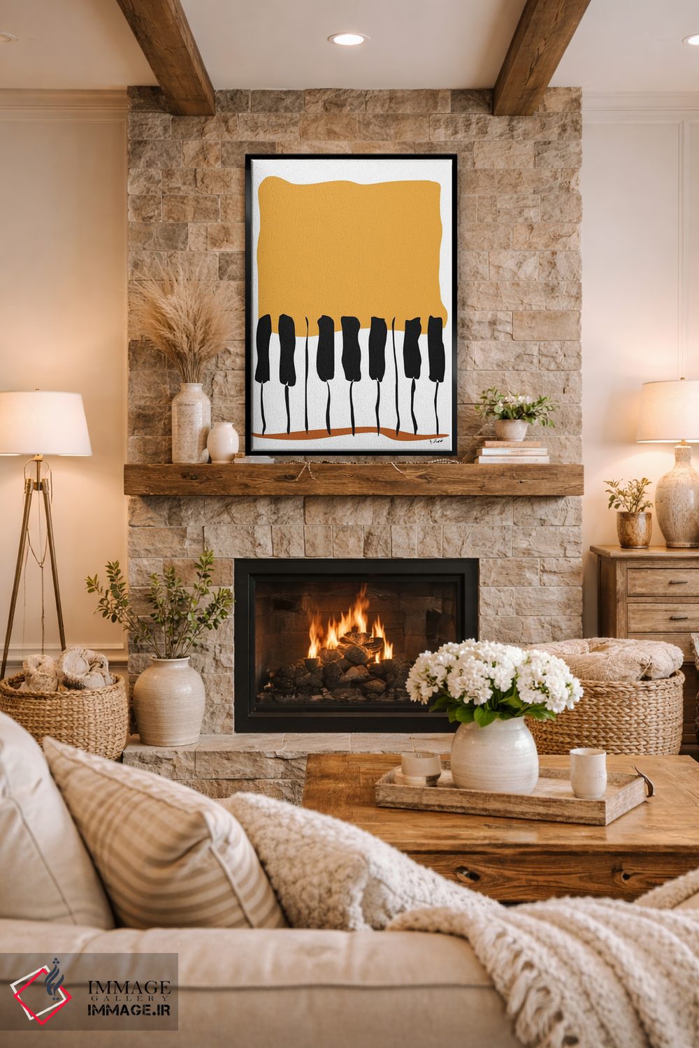 تابلو مینیمال پیانوی خاکی رنگ اثر نیسه کرونا - D1B