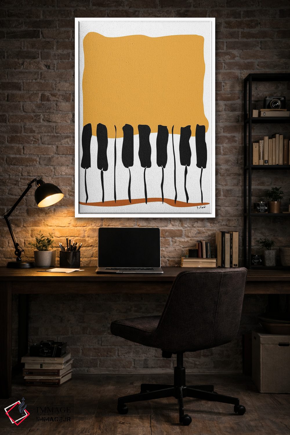 تابلو مینیمال پیانوی خاکی رنگ اثر نیسه کرونا - D4W