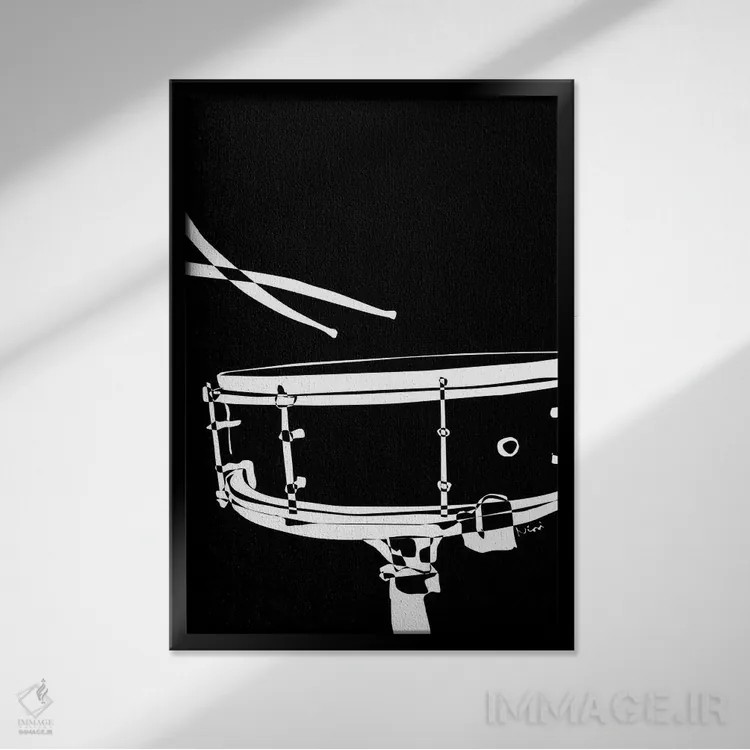 تابلو مینیمال طبل اسنیر مشکی اثر نیسه کرونا - نمای قابدار مشکی