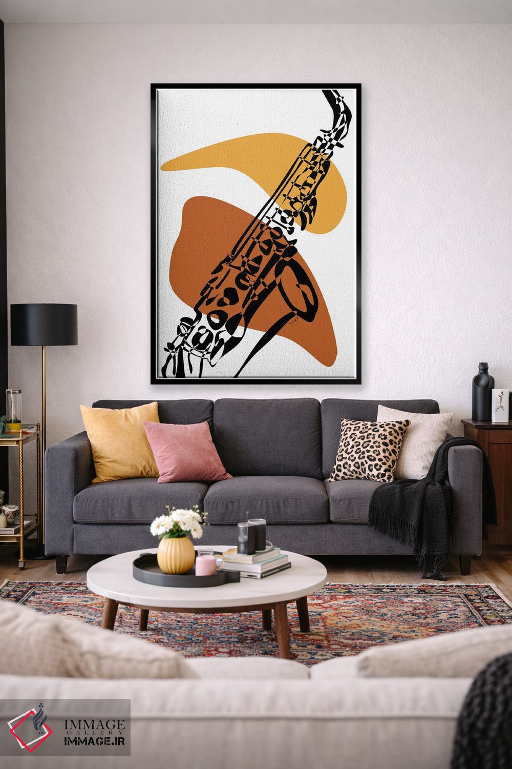 تابلو مینیمال ساکسیفون خاکی اثر نیسه کرونا - D2B