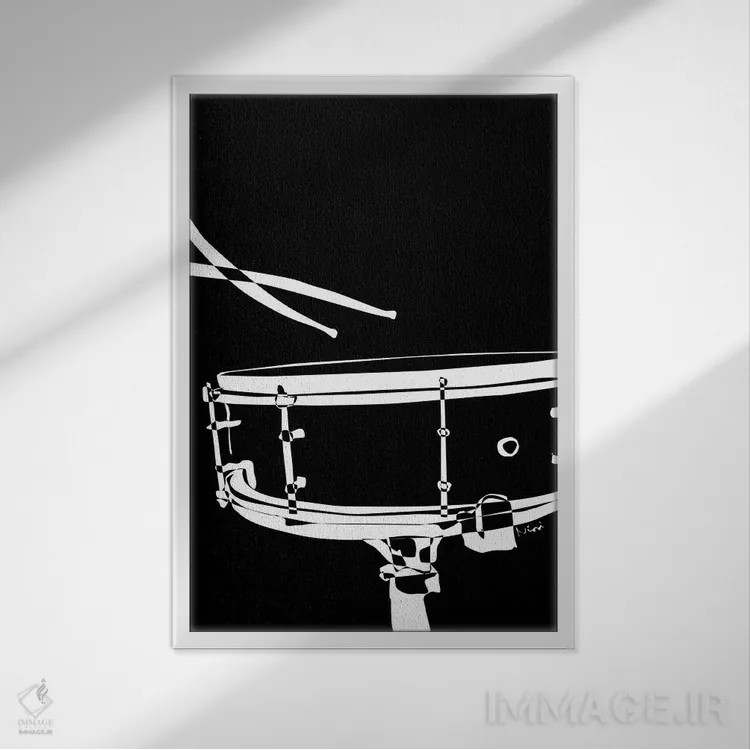 تابلو مینیمال طبل اسنیر مشکی اثر نیسه کرونا - نمای قابدار سفید