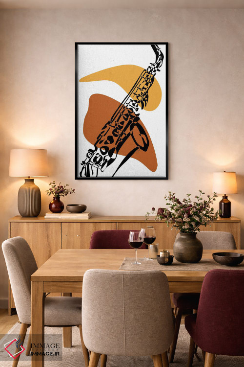 تابلو مینیمال ساکسیفون خاکی اثر نیسه کرونا - D4B