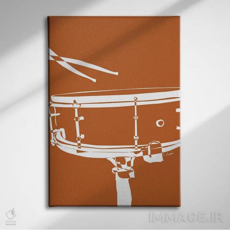 تابلو مینیمال طبل اسنیر خاکی اثر نیسه کرونا - نمای روبهرو روی دیوار