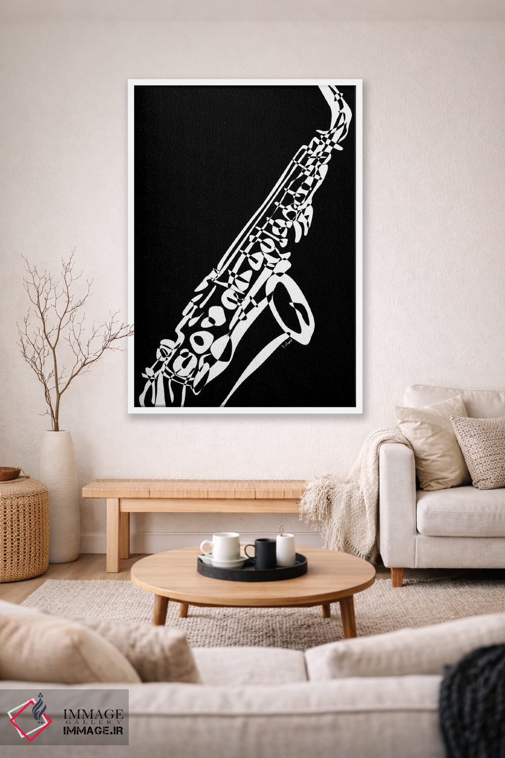 تابلو مینیمال ساکسیفون مشکی اثر نیسه کرونا - D1W