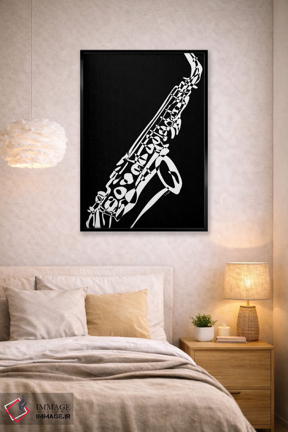 تابلو مینیمال ساکسیفون مشکی اثر نیسه کرونا - D2B