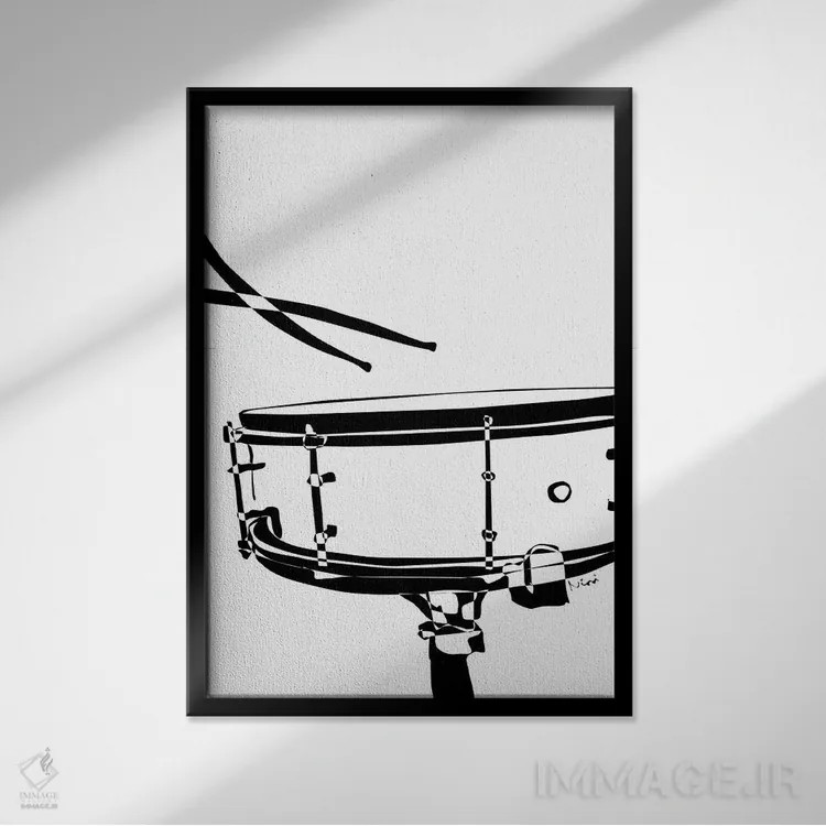 تابلو مینیمال طبل اسنیر سفید اثر نیسه کرونا - نمای قابدار مشکی