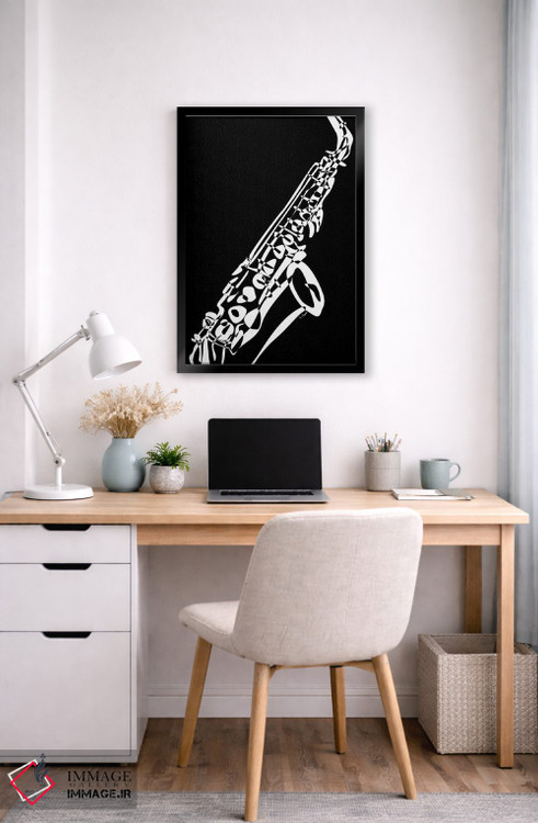 تابلو مینیمال ساکسیفون مشکی اثر نیسه کرونا - D6B