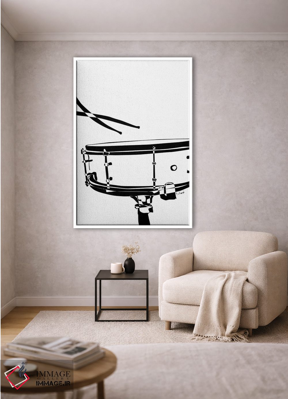 تابلو مینیمال طبل اسنیر سفید اثر نیسه کرونا - D1W