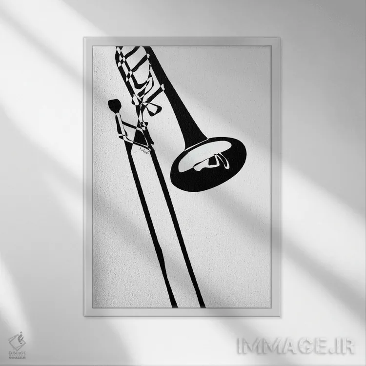 تابلو مینیمال ترومبون اثر نیسه کرونا - نمای قابدار سفید