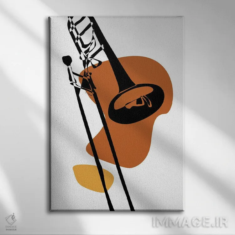 تابلو مینیمال ترومبون خاکی اثر نیسه کرونا - نمای روبهرو روی دیوار